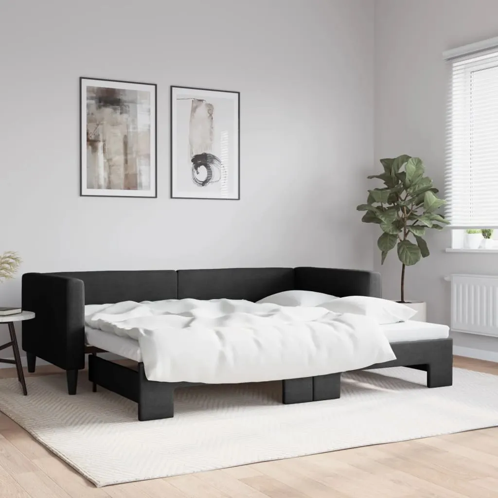 vidaXL Divano Letto con Letto Estraibile Nero 90x190 cm in Tessuto