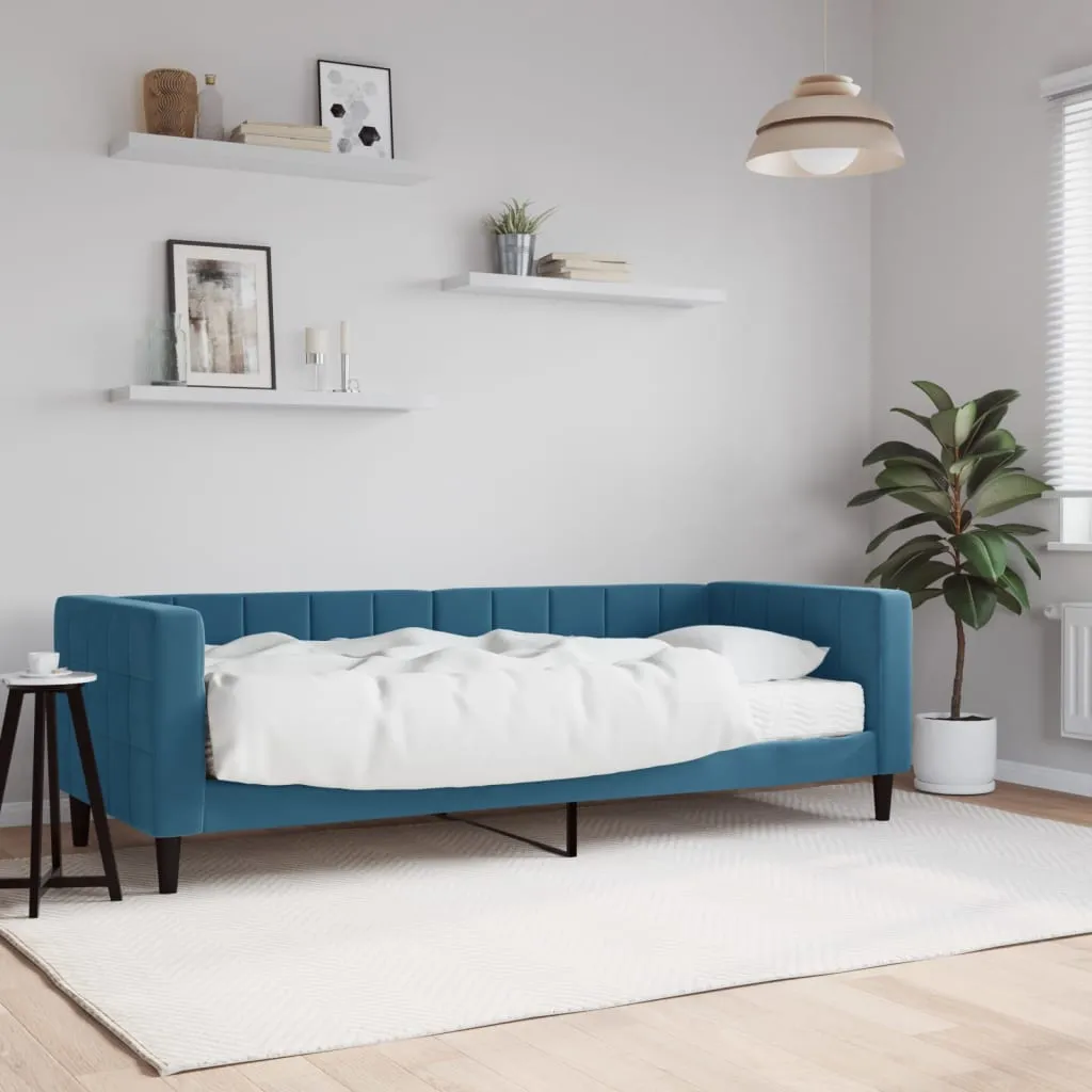 vidaXL Divano Letto con Materasso Blu 80x200 cm in Velluto