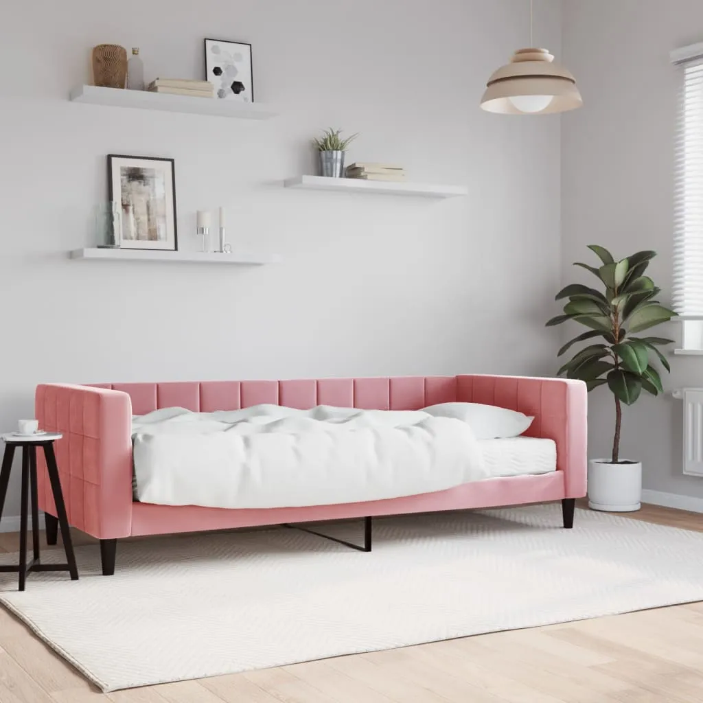 vidaXL Divano Letto con Materasso Rosa 80x200 cm in Velluto