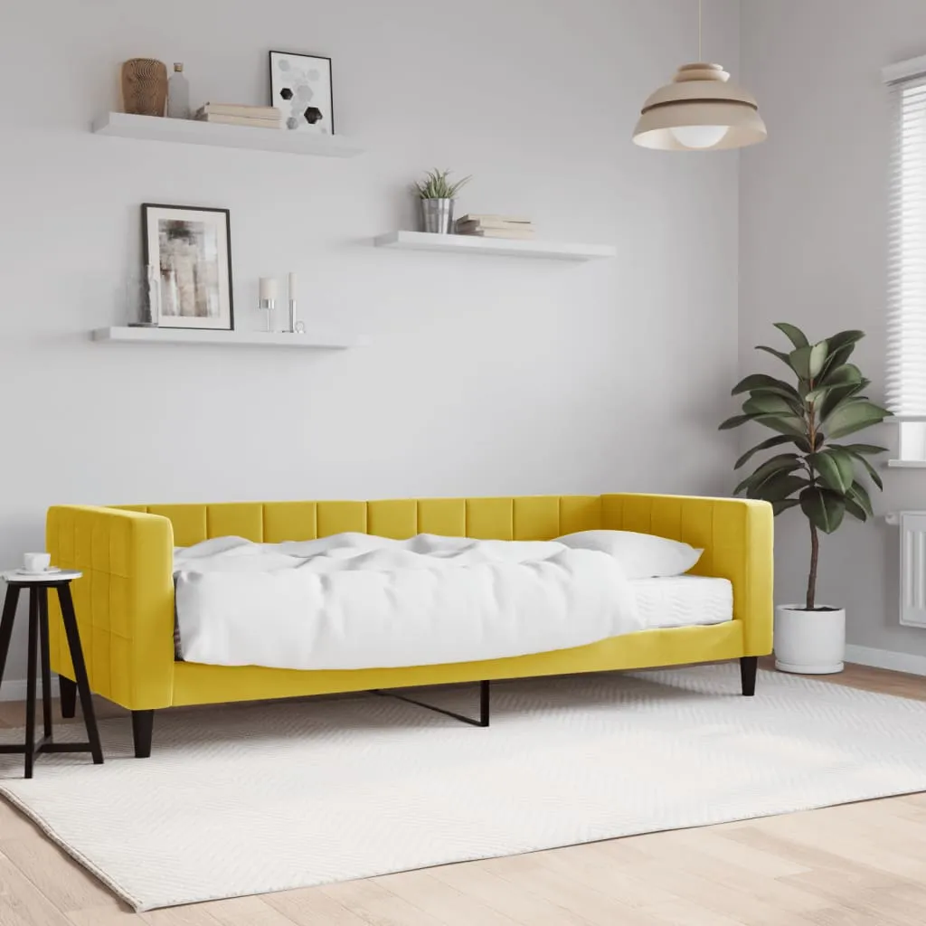 vidaXL Divano Letto con Materasso Giallo 80x200 cm in Velluto