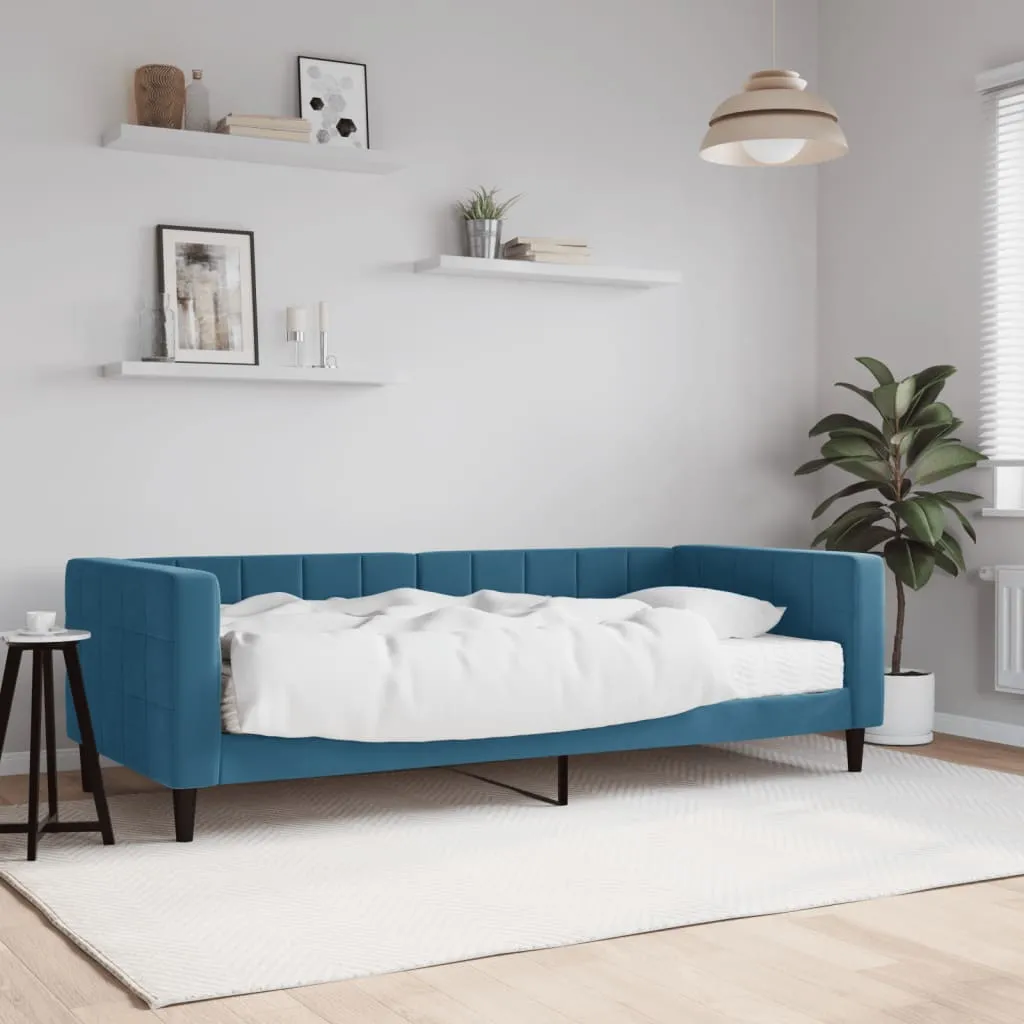 vidaXL Divano Letto con Materasso Blu 90x200 cm in Velluto