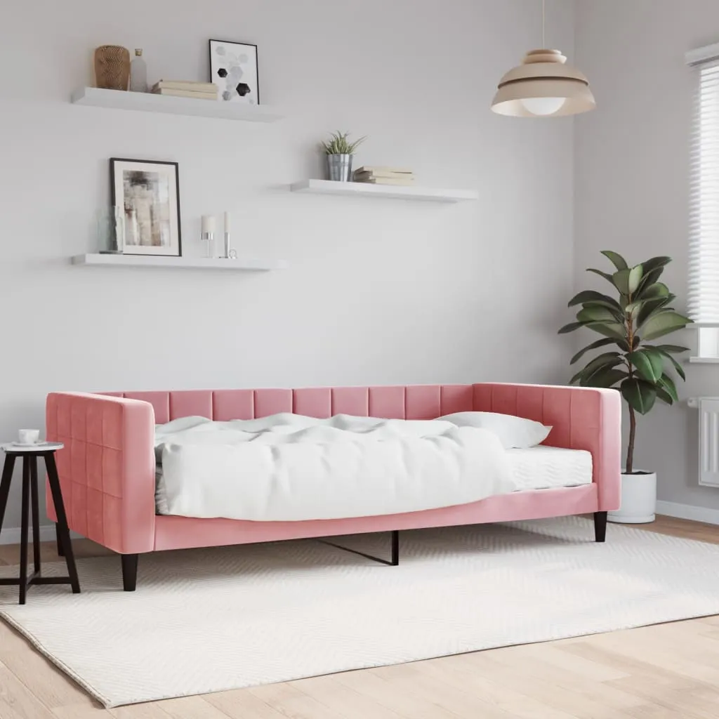 vidaXL Divano Letto con Materasso Rosa 90x200 cm in Velluto