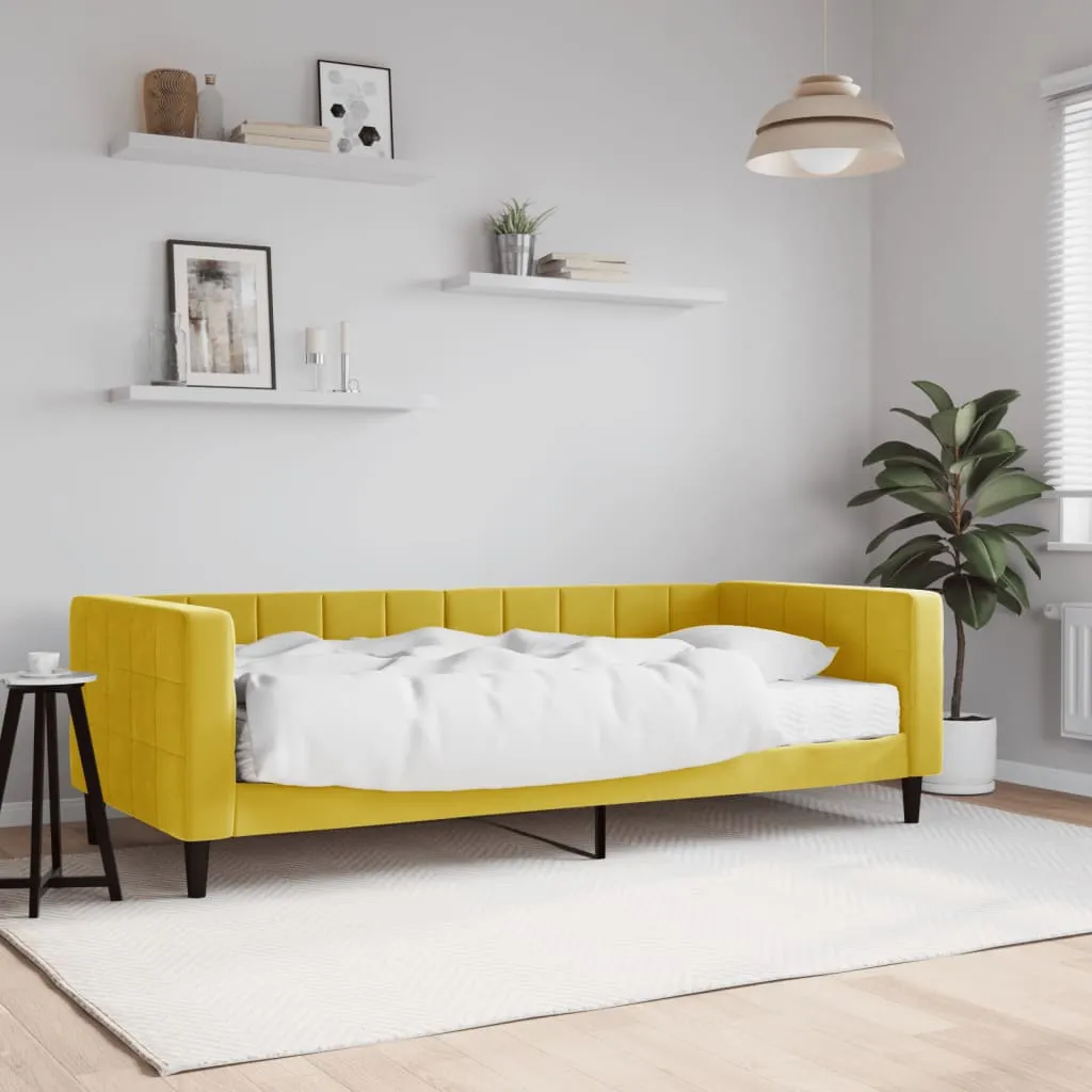 vidaXL Divano Letto con Materasso Giallo 90x200 cm in Velluto