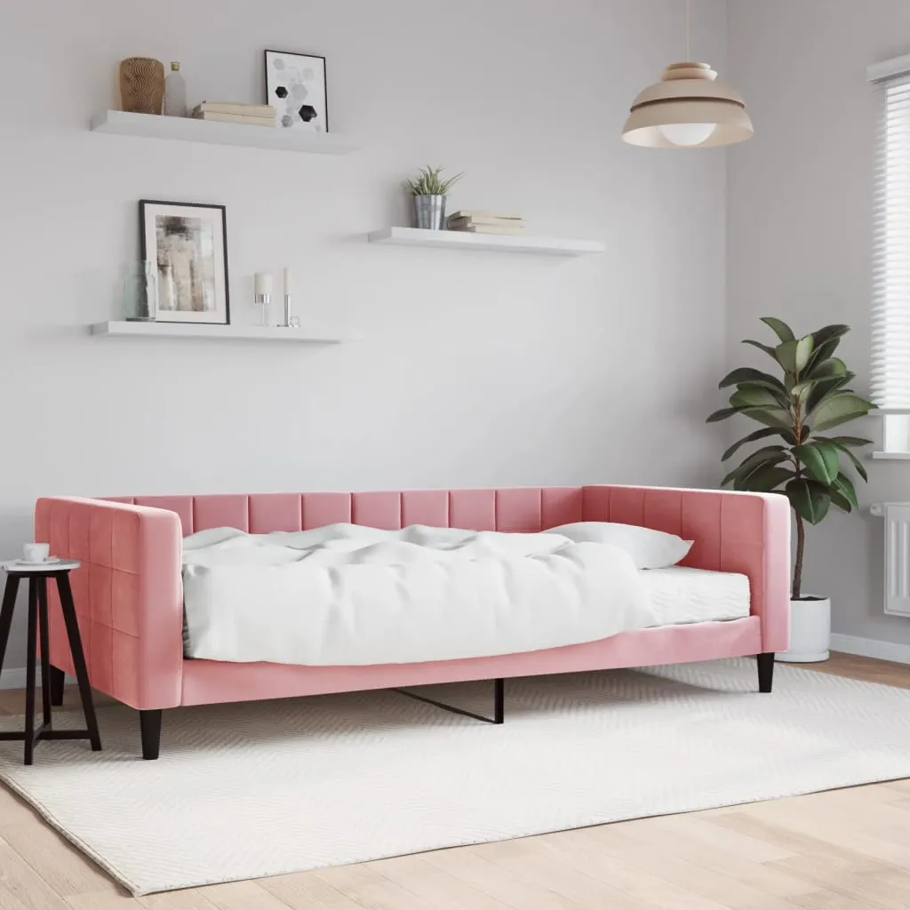 vidaXL Divano Letto con Materasso Rosa 100x200 cm in Velluto