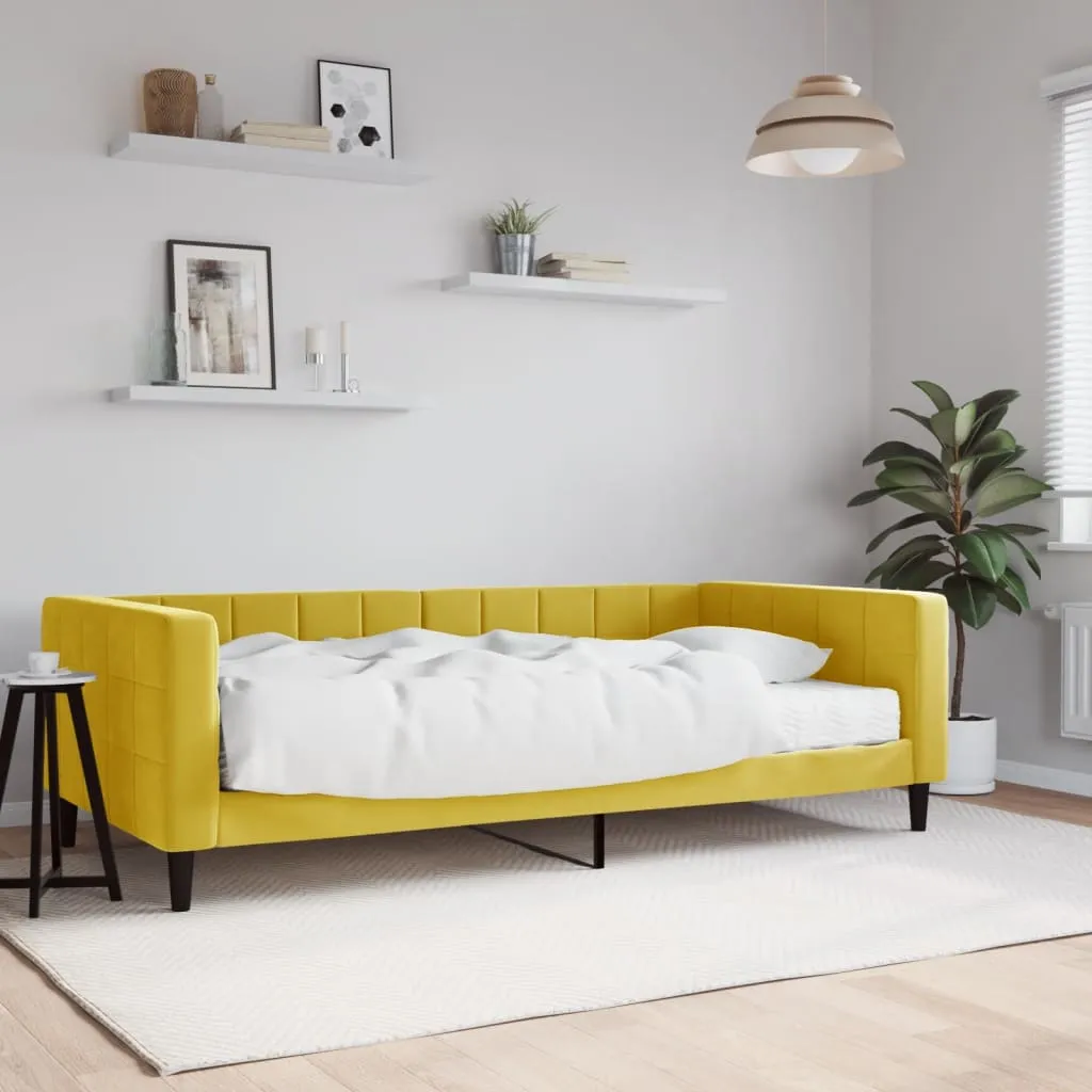 vidaXL Divano Letto con Materasso Giallo 100x200 cm in Velluto