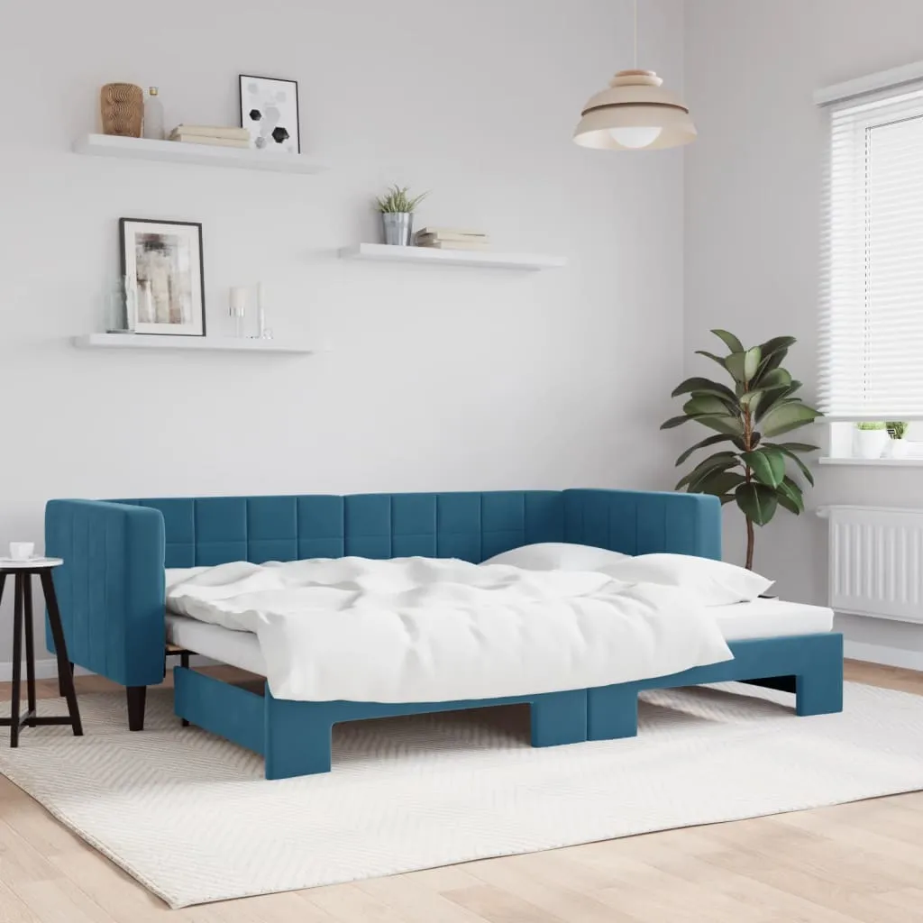 vidaXL Divano Letto con Letto Estraibile Blu 80x200 cm in Velluto