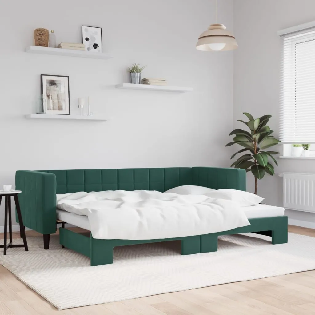 vidaXL Divano Letto con Letto Estraibile Verde Scuro 80x200cm Velluto