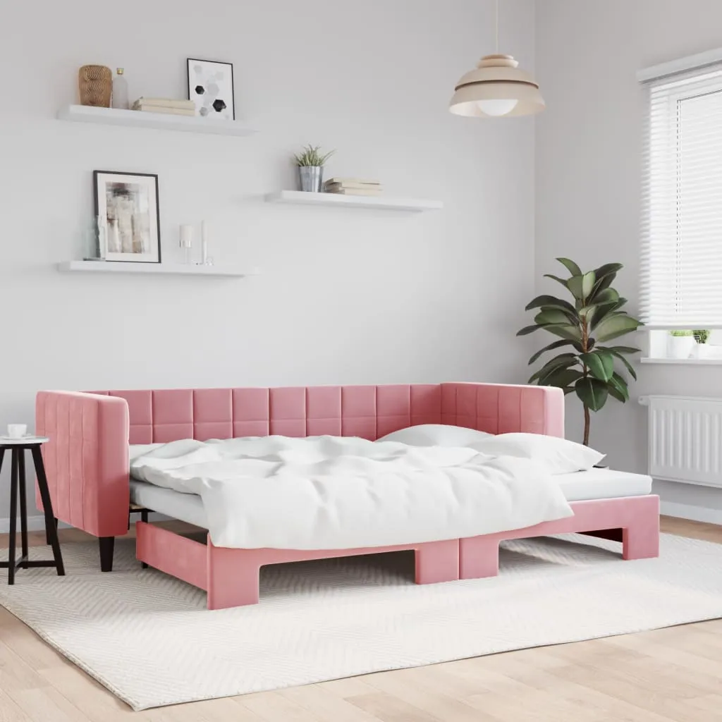 vidaXL Divano Letto con Letto Estraibile Rosa 80x200 cm in Velluto