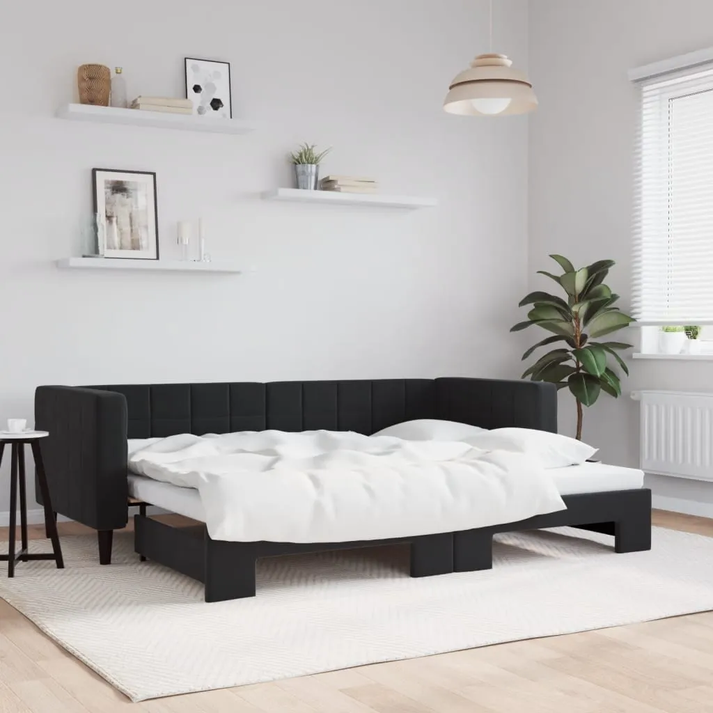 vidaXL Divano Letto con Letto Estraibile Nero 80x200 cm in Velluto