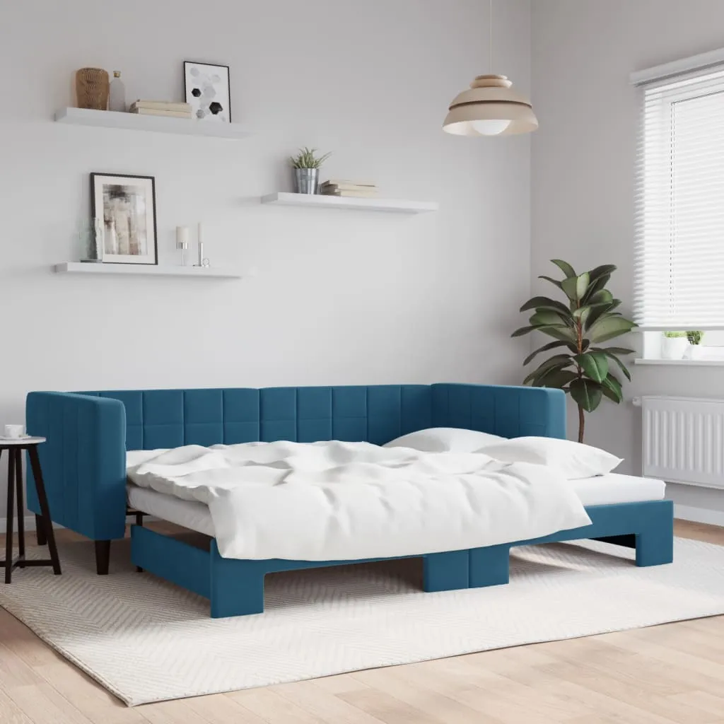 vidaXL Divano Letto con Letto Estraibile Blu 90x200 cm in Velluto