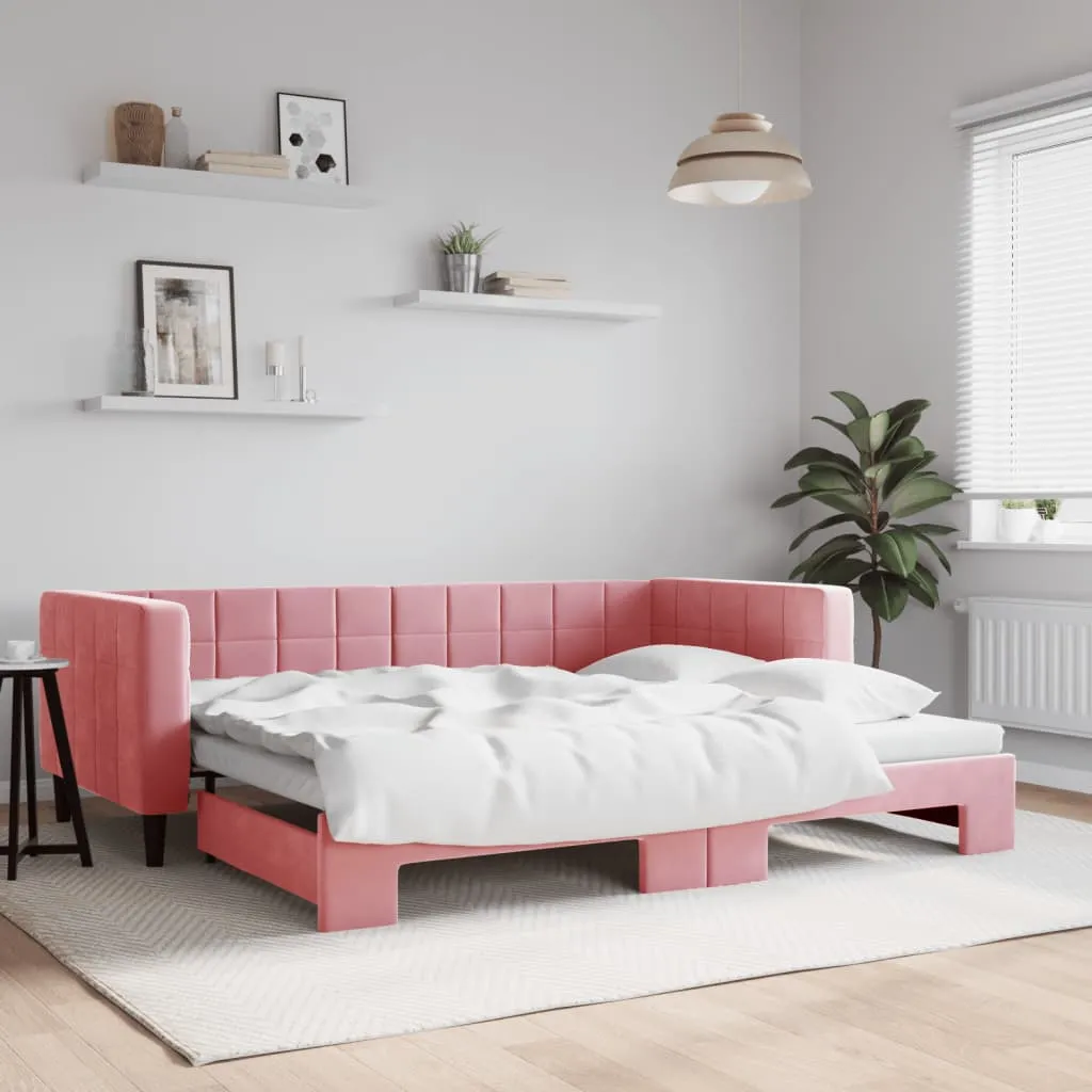 vidaXL Divano Letto con Letto Estraibile Rosa 90x200 cm in Velluto