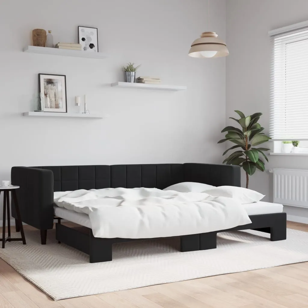 vidaXL Divano Letto con Letto Estraibile Nero 90x200 cm in Velluto