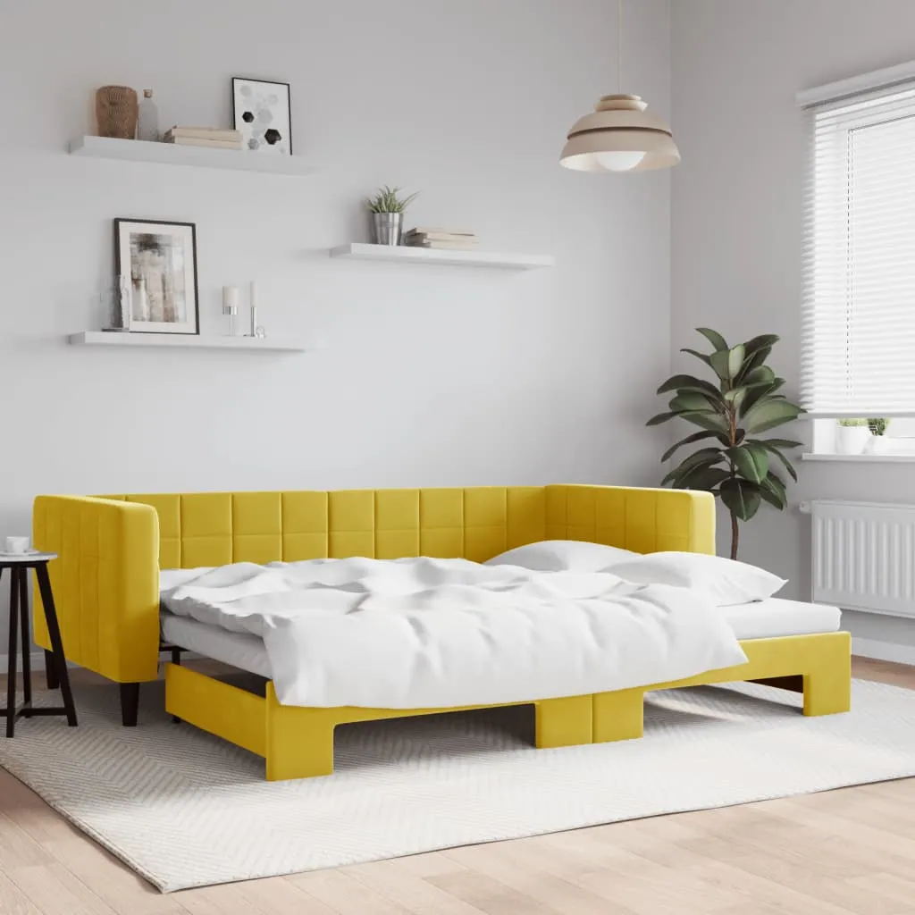 vidaXL Divano Letto con Letto Estraibile Giallo 90x200 cm in Velluto