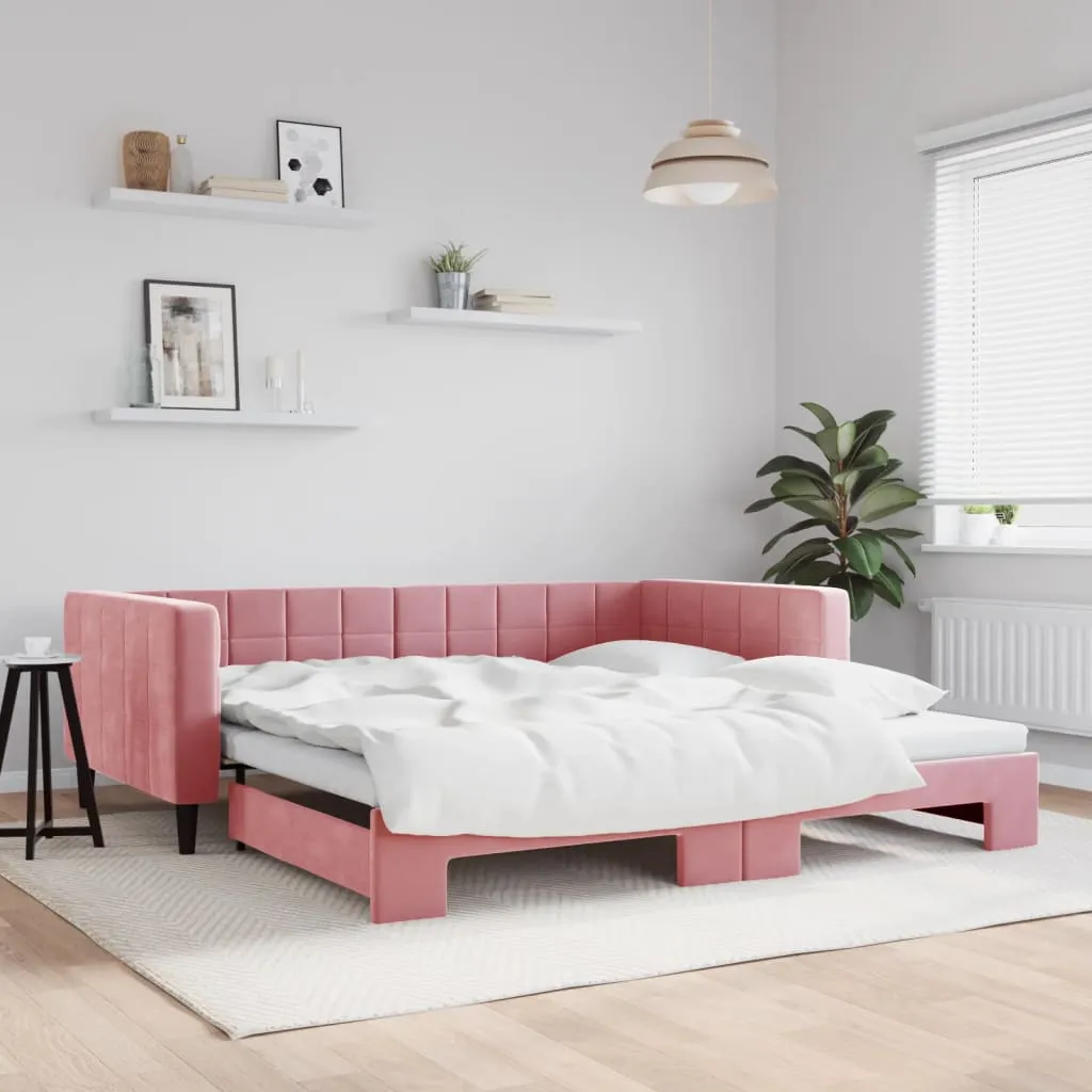 vidaXL Divano Letto con Letto Estraibile Rosa 100x200 cm in Velluto