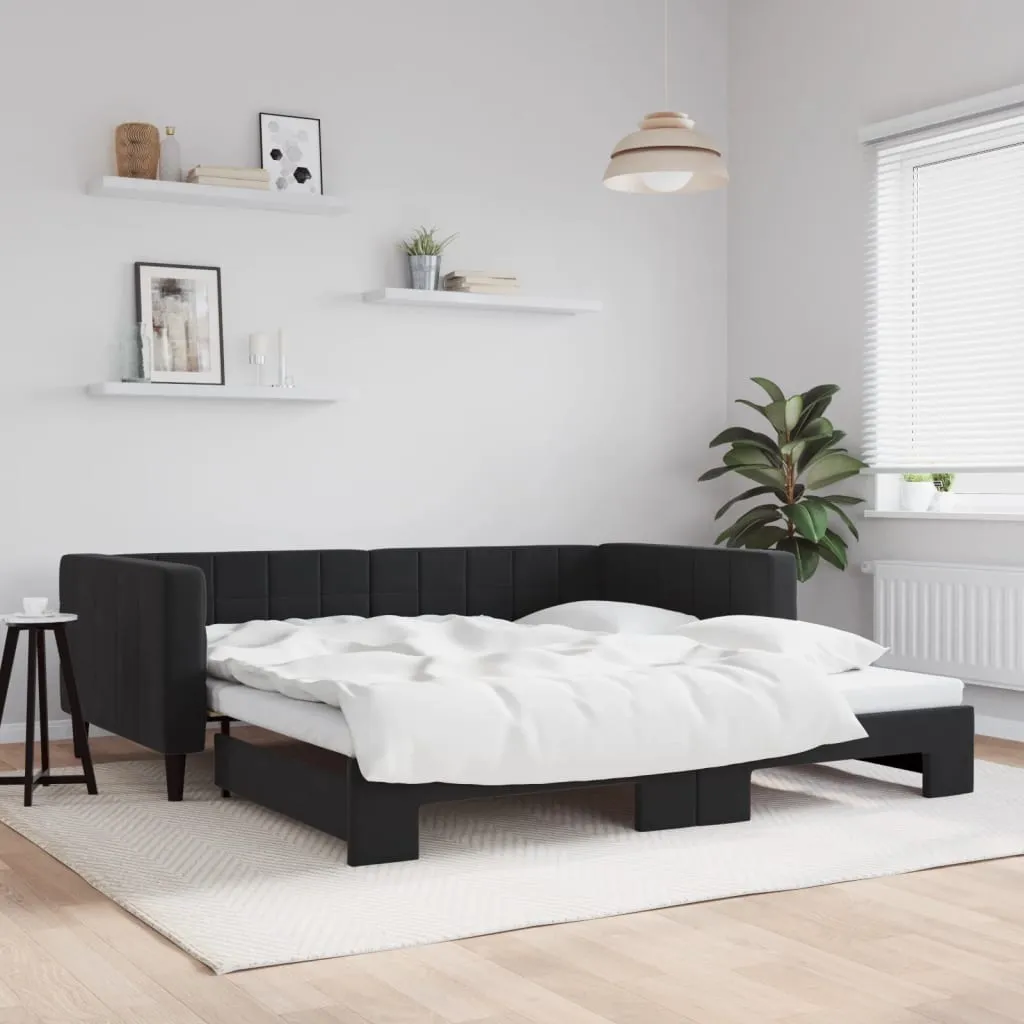 vidaXL Divano Letto con Letto Estraibile Nero 100x200 cm in Velluto