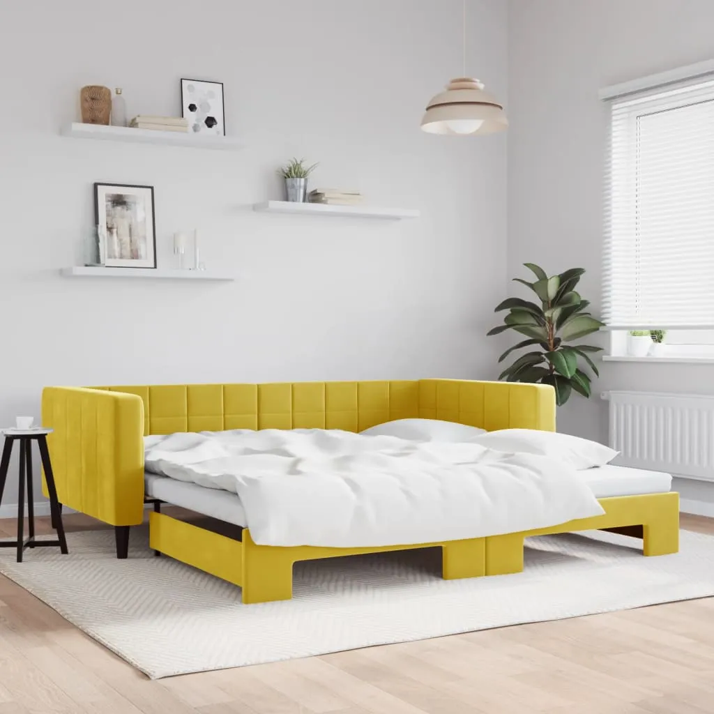 vidaXL Divano Letto con Letto Estraibile Giallo 100x200 cm in Velluto