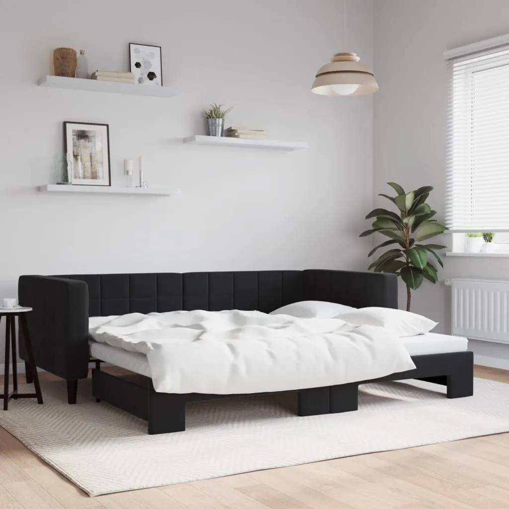 vidaXL Divano Letto con Letto Estraibile Nero 90x190 cm in Velluto