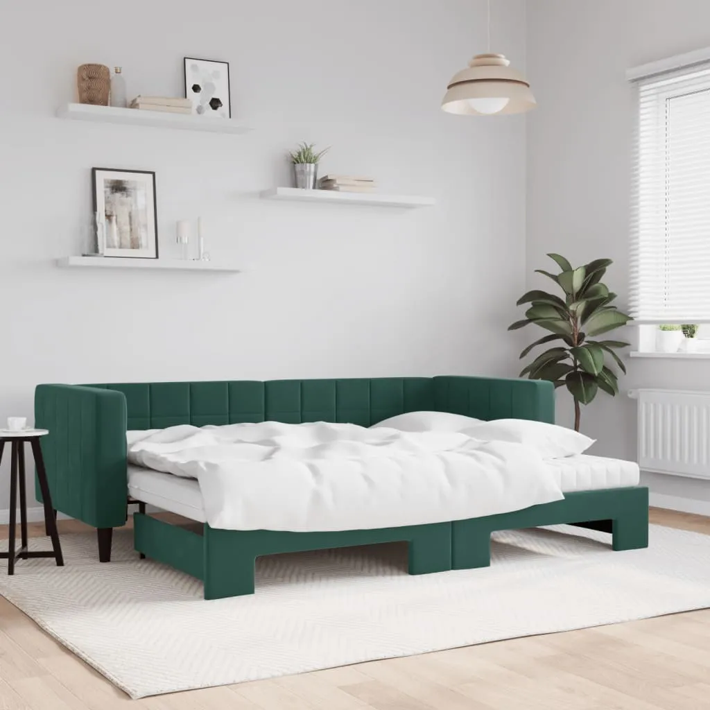 vidaXL Divano Letto Estraibile Materassi Verde Scuro 80x200 Velluto