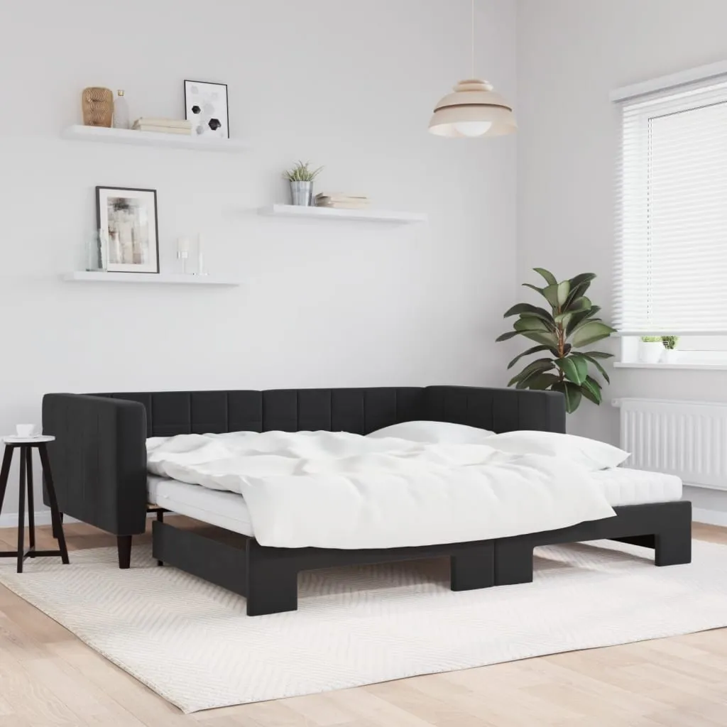 vidaXL Divano Letto Estraibile con Materassi Nero 100x200 cm Velluto