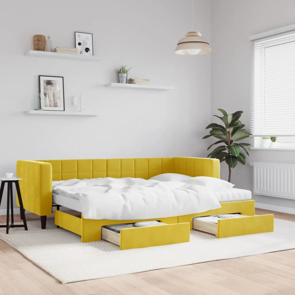 vidaXL Divano Letto Estraibile con Cassetti Giallo 80x200cm in Velluto