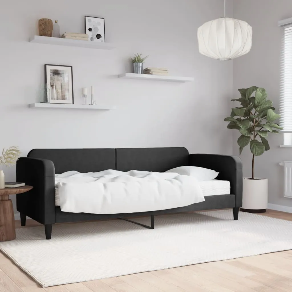 vidaXL Divano Letto con Materasso Nero 80x200 cm in Tessuto