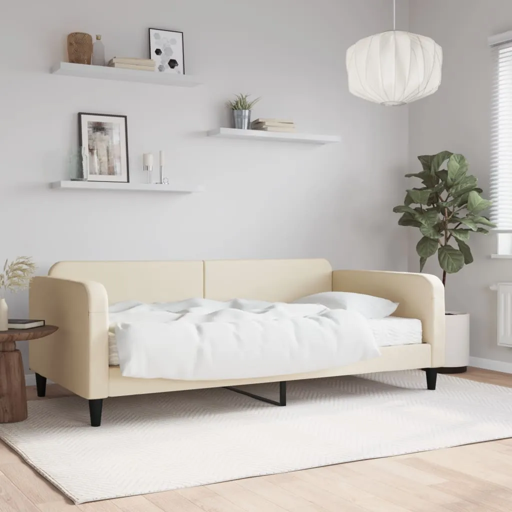 vidaXL Divano Letto con Materasso Crema 80x200 cm in Tessuto