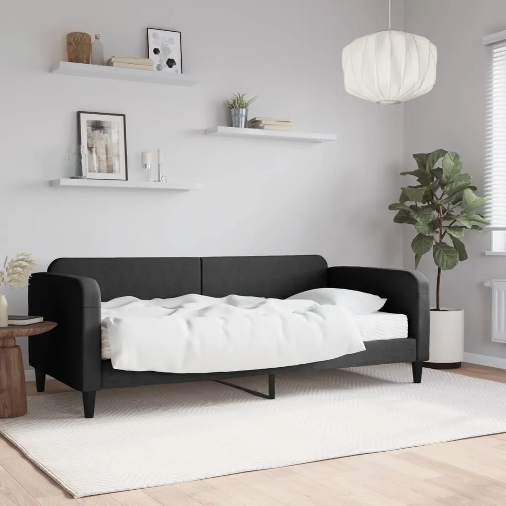 vidaXL Divano Letto con Materasso Nero 90x200 cm in Tessuto