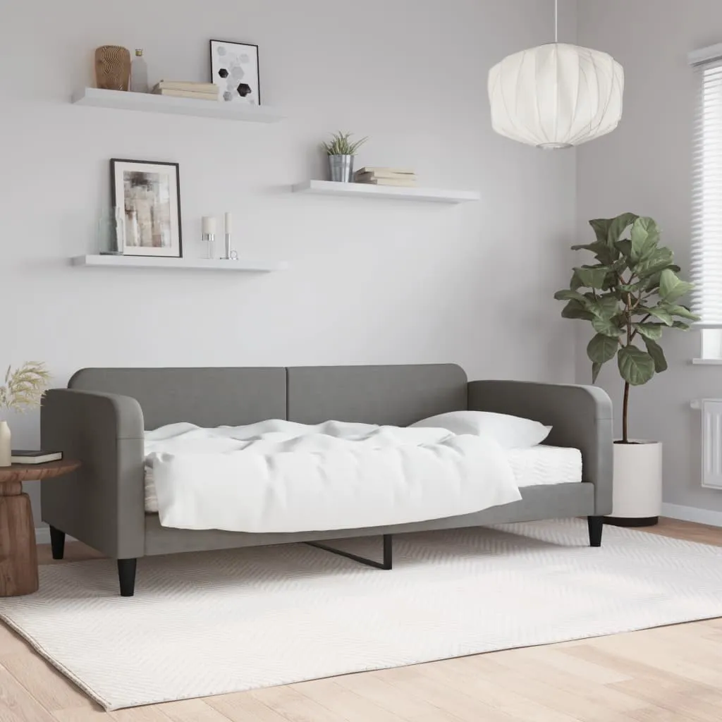 vidaXL Divano Letto con Materasso Grigio Scuro 90x190 cm in Tessuto