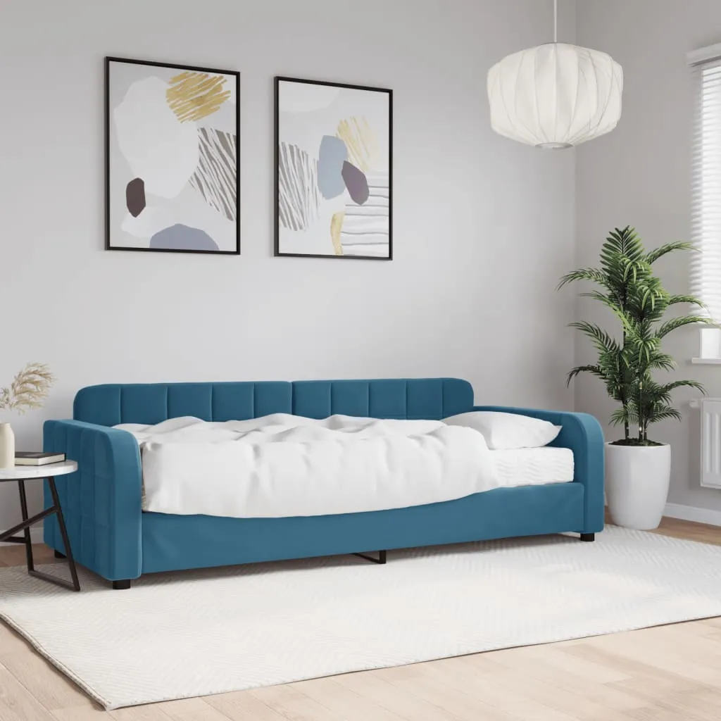 vidaXL Divano Letto con Materasso Blu 80x200 cm in Velluto