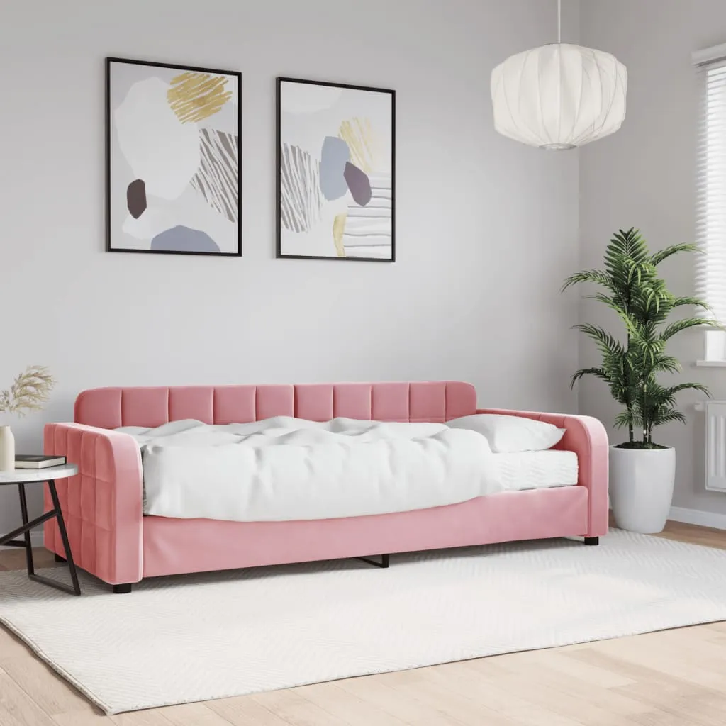 vidaXL Divano Letto con Materasso Rosa 80x200 cm in Velluto