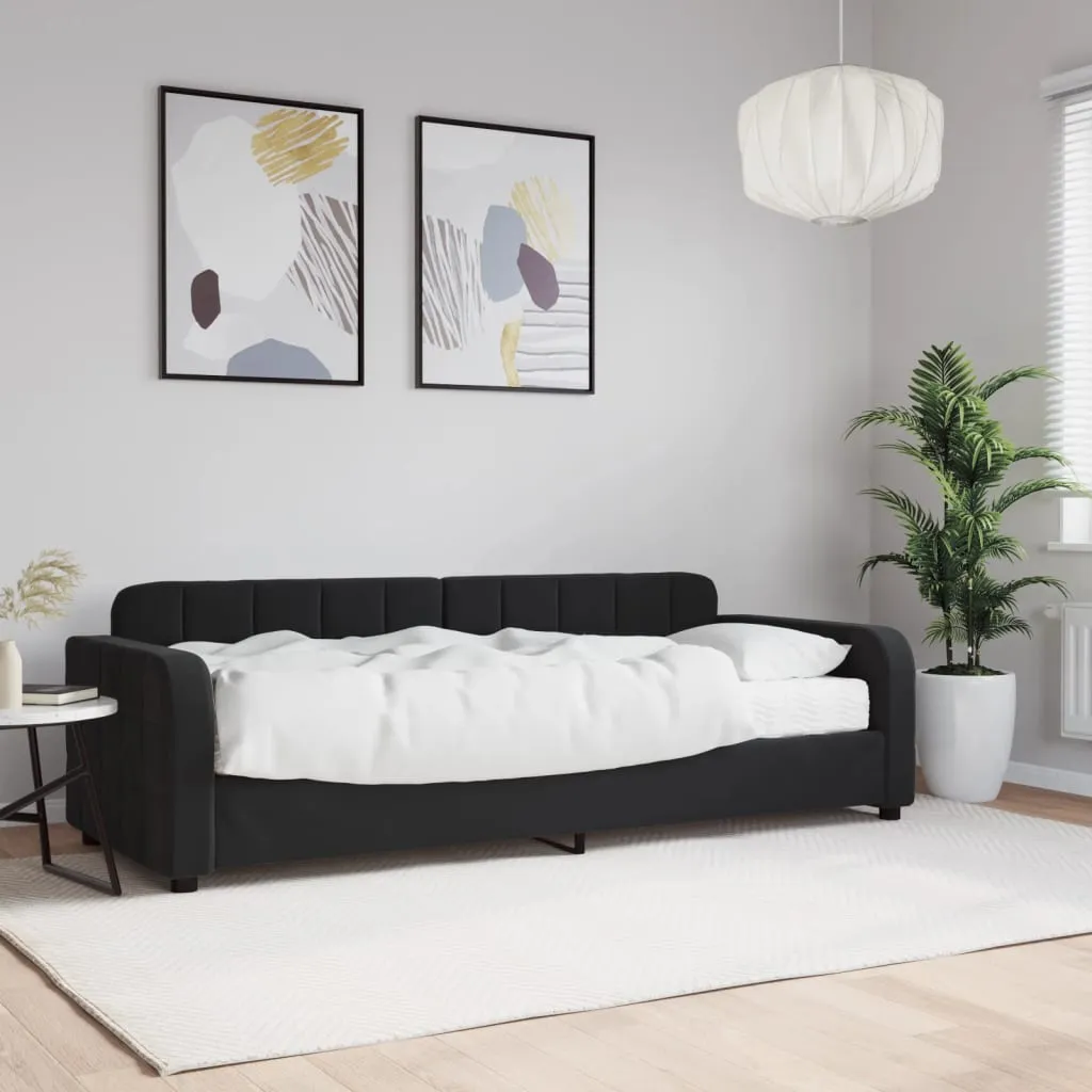 vidaXL Divano Letto con Materasso Nero 80x200 cm in Velluto