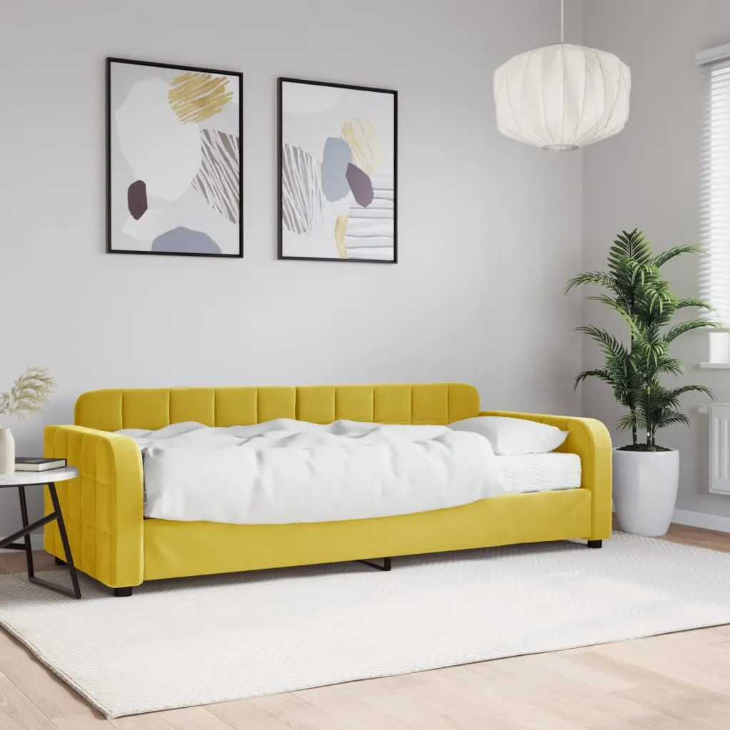 vidaXL Divano Letto con Materasso Giallo 80x200 cm in Velluto