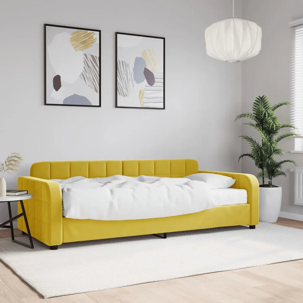 vidaXL Divano Letto con Materasso Giallo 90x200 cm in Velluto