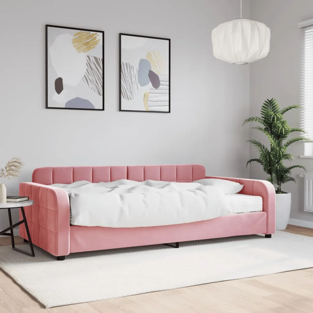 vidaXL Divano Letto con Materasso Rosa 100x200 cm in Velluto