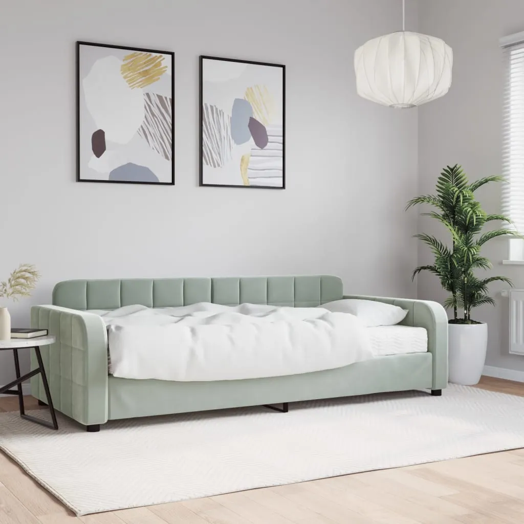 vidaXL Divano Letto con Materasso Grigio Chiaro 90x190 cm in Velluto