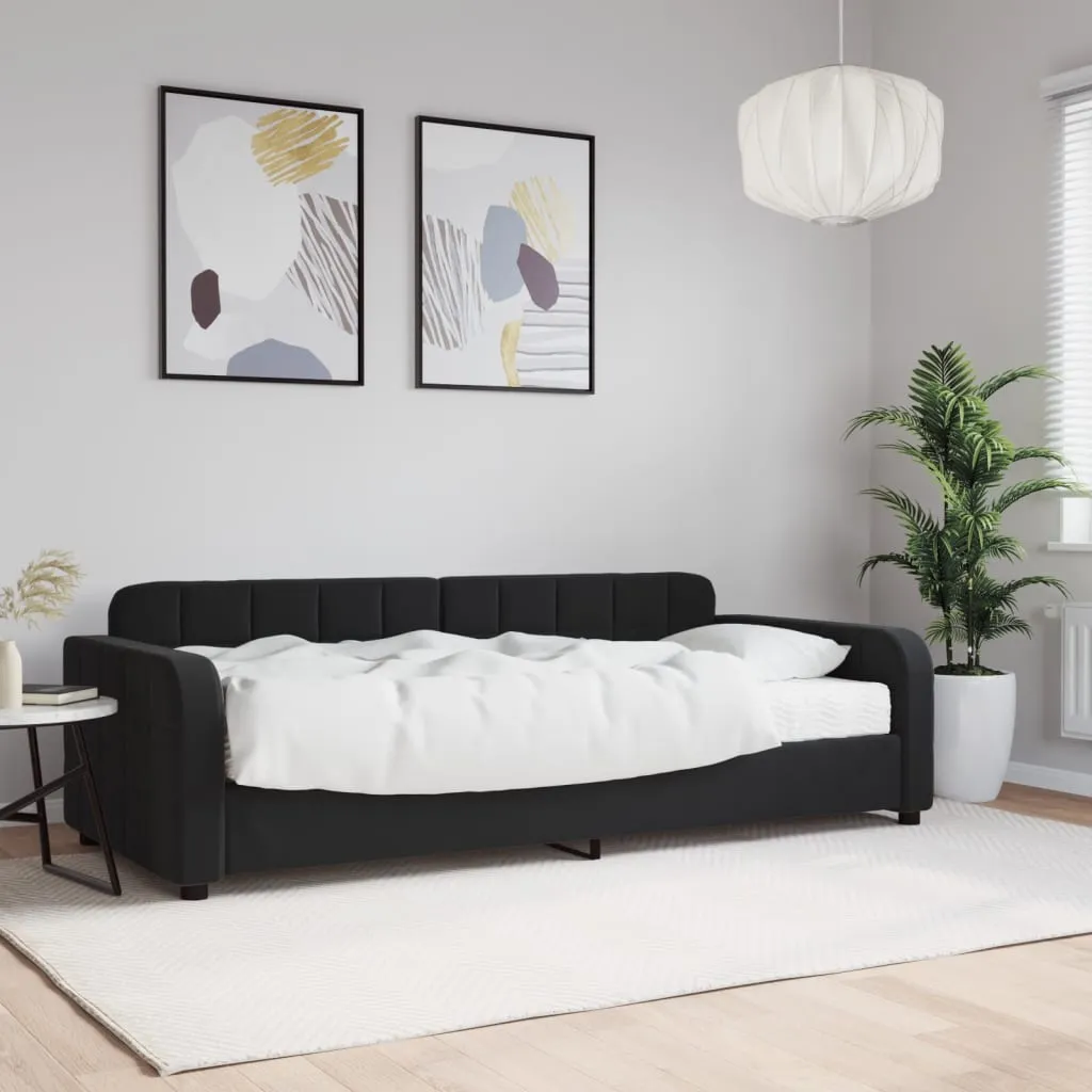 vidaXL Divano Letto con Materasso Nero 90x190 cm in Velluto