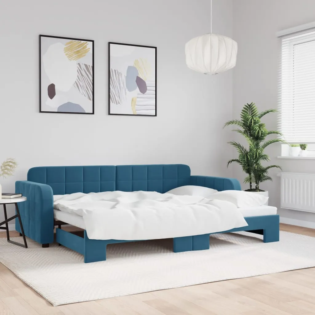 vidaXL Divano Letto con Letto Estraibile Blu 80x200 cm in Velluto