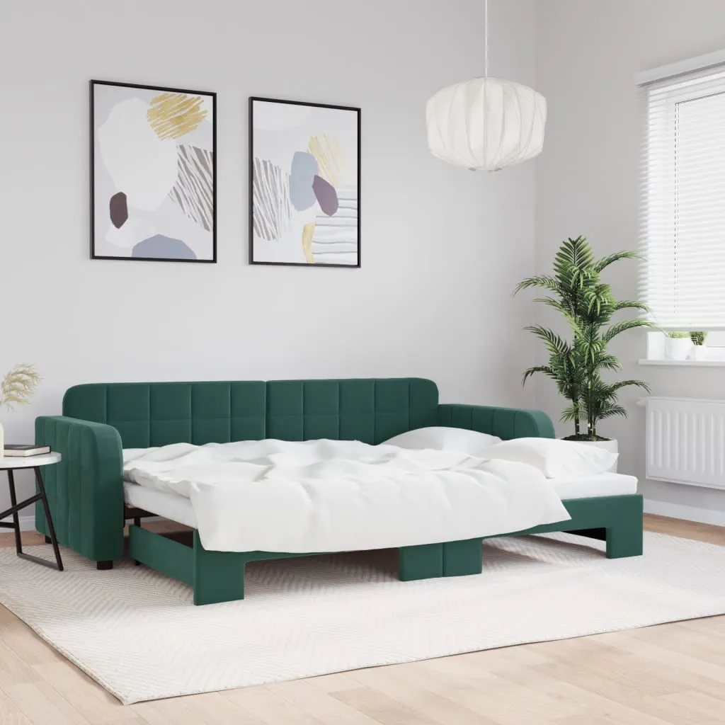 vidaXL Divano Letto con Letto Estraibile Verde Scuro 80x200cm Velluto