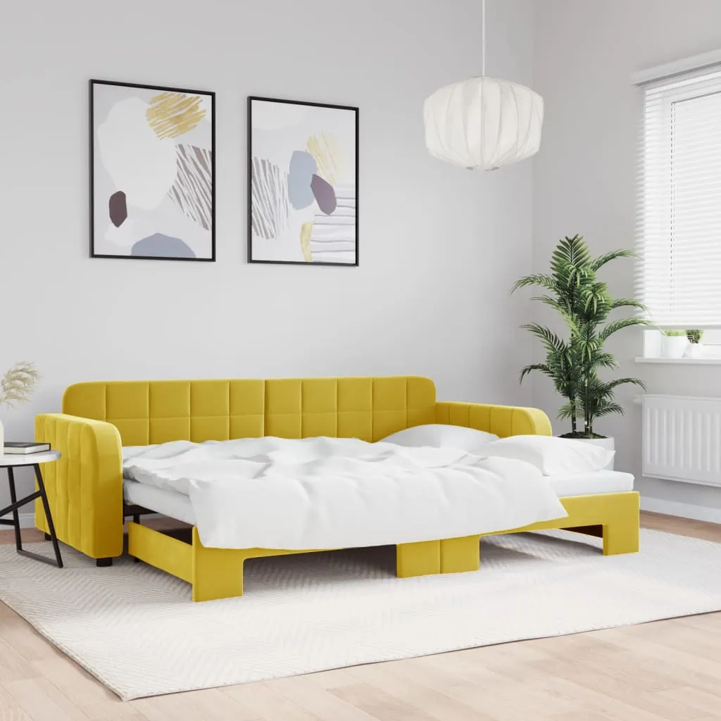 vidaXL Divano Letto con Letto Estraibile Giallo 80x200 cm in Velluto