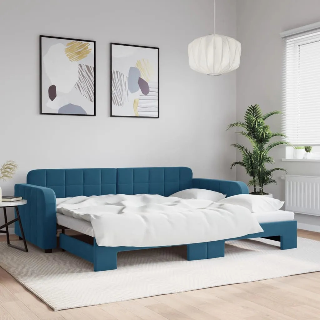 vidaXL Divano Letto con Letto Estraibile Blu 90x200 cm in Velluto