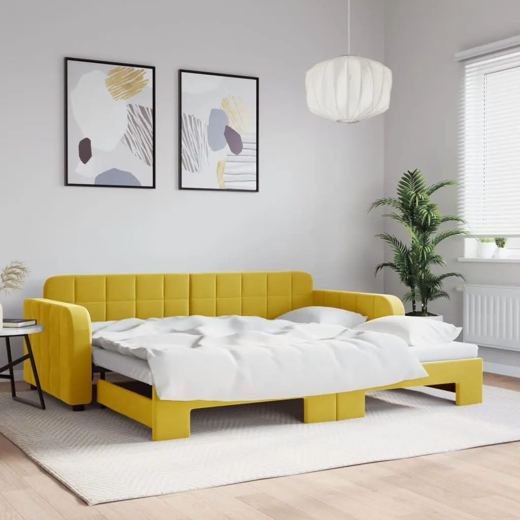 vidaXL Divano Letto con Letto Estraibile Giallo 90x200 cm in Velluto