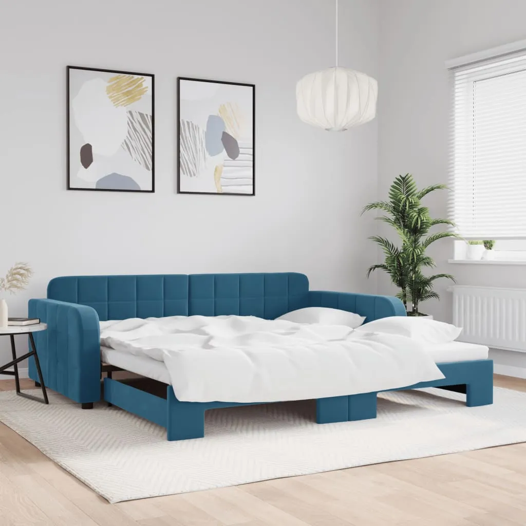 vidaXL Divano Letto con Letto Estraibile Blu 100x200 cm in Velluto