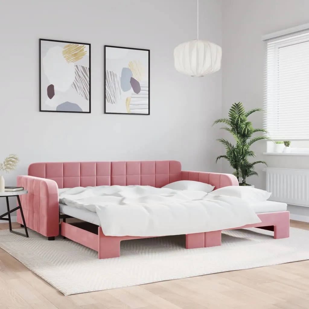 vidaXL Divano Letto con Letto Estraibile Rosa 100x200 cm in Velluto