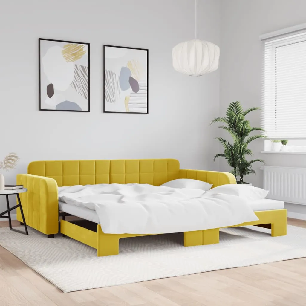 vidaXL Divano Letto con Letto Estraibile Giallo 100x200 cm in Velluto