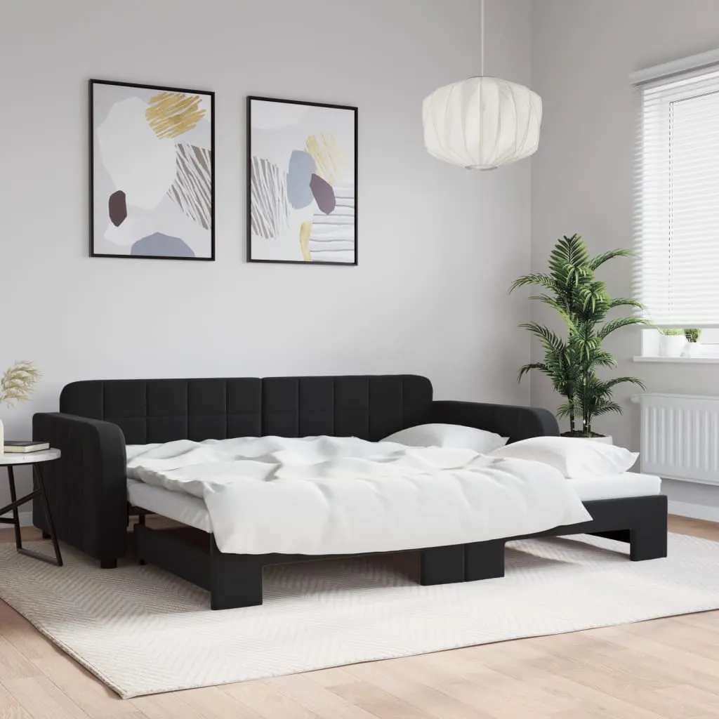 vidaXL Divano Letto con Letto Estraibile Nero 90x190 cm in Velluto