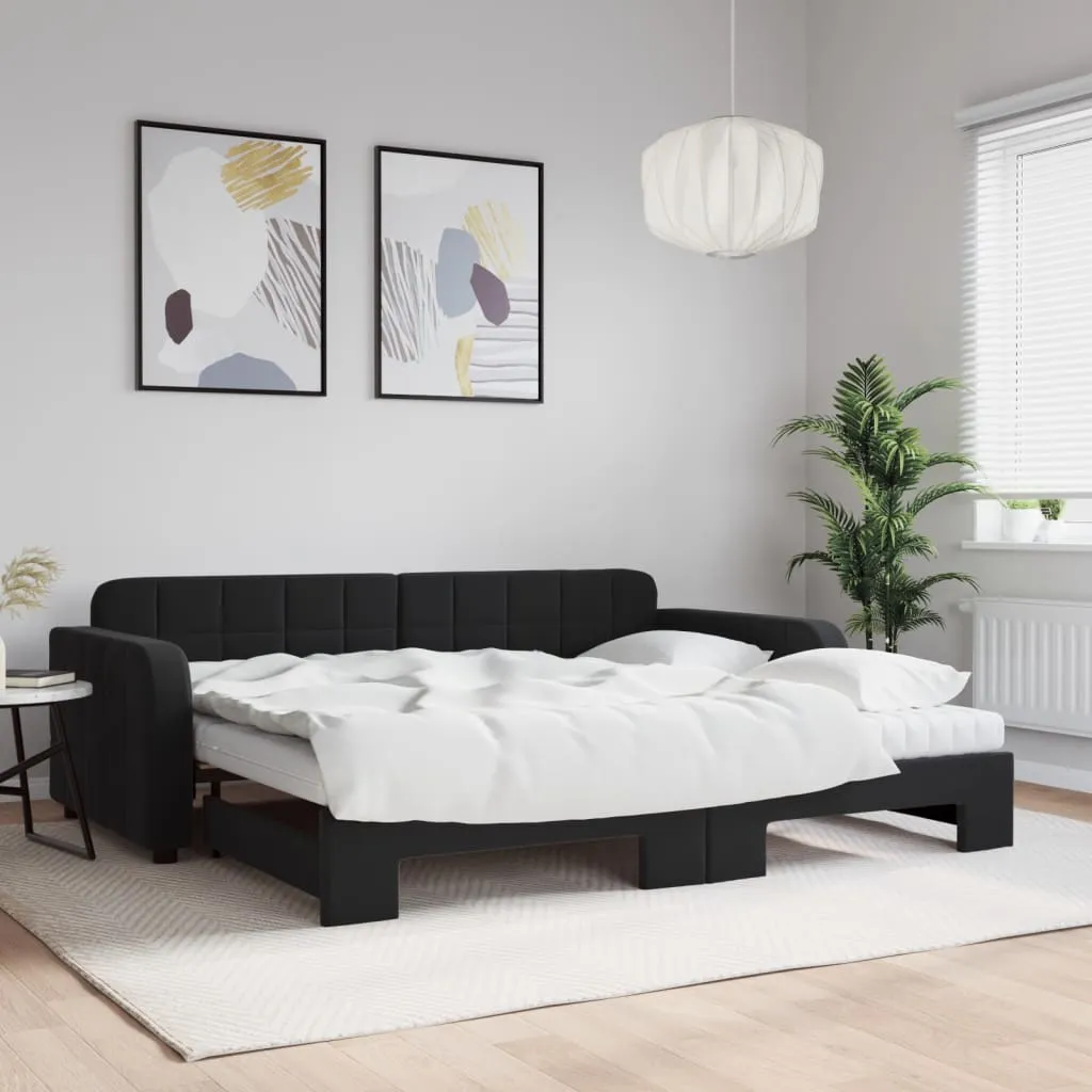 vidaXL Divano Letto Estraibile con Materassi Nero 90x190 cm Velluto