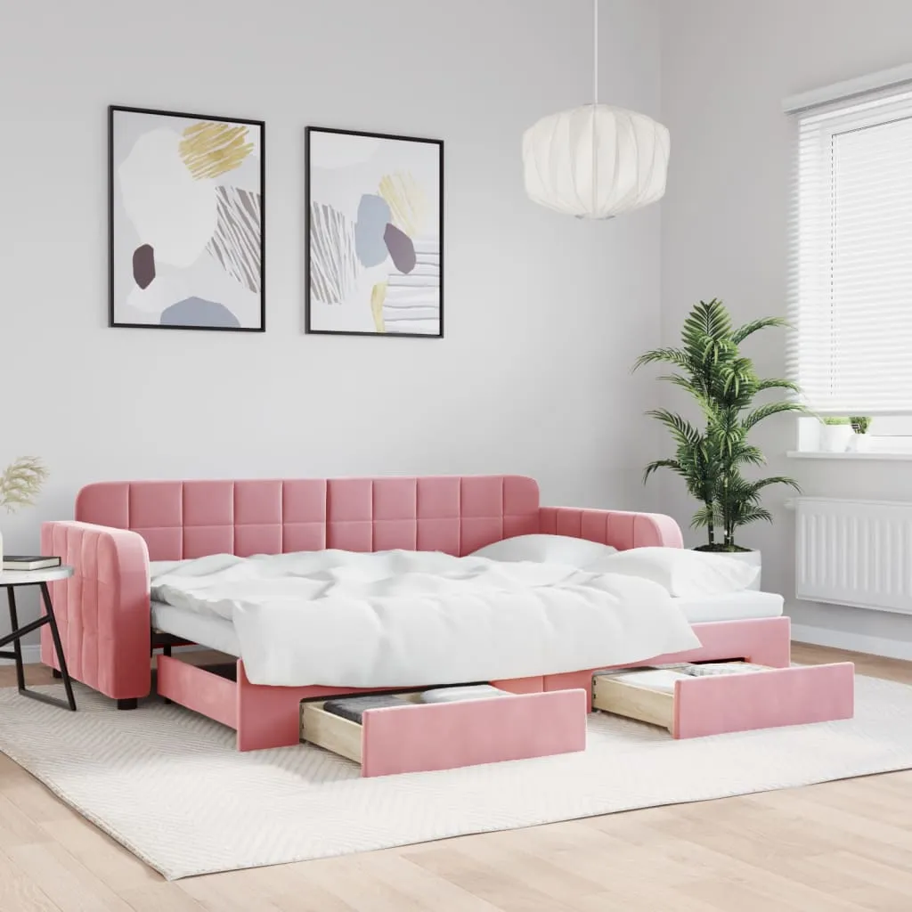 vidaXL Divano Letto Estraibile con Cassetti Rosa 80x200 cm Velluto