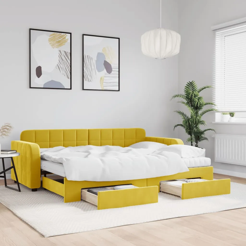 vidaXL Divano Letto Estraibile con Cassetti Giallo 80x200cm in Velluto