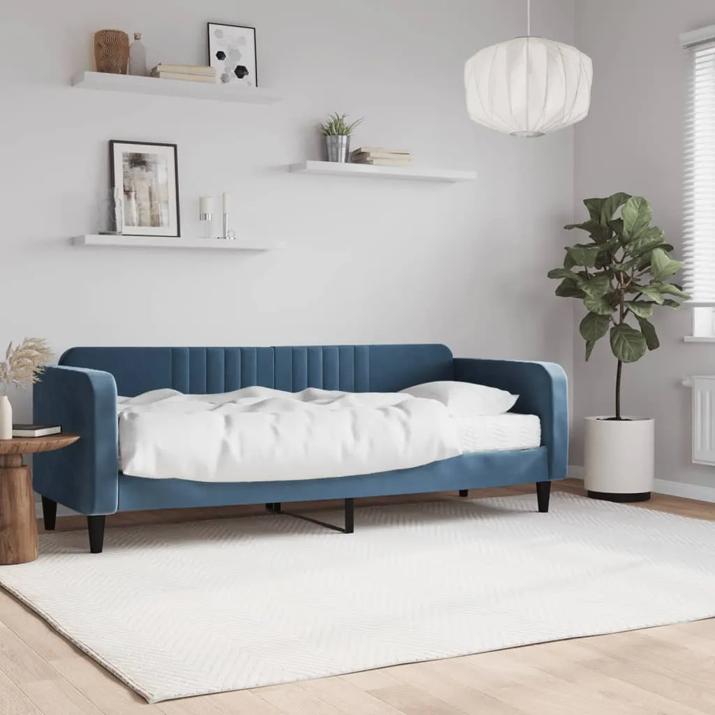 vidaXL Divano Letto con Materasso Blu 80x200 cm in Velluto