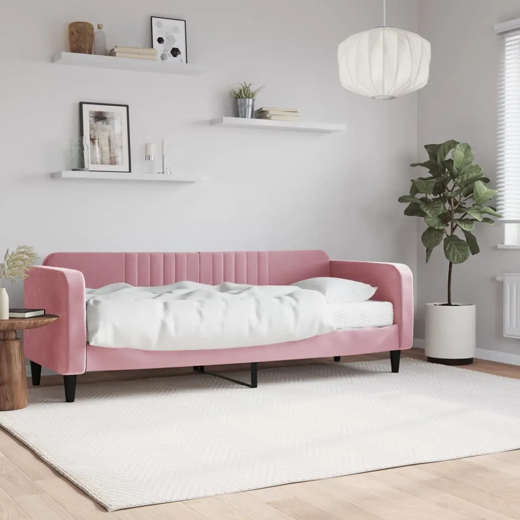 vidaXL Divano Letto con Materasso Rosa 80x200 cm in Velluto